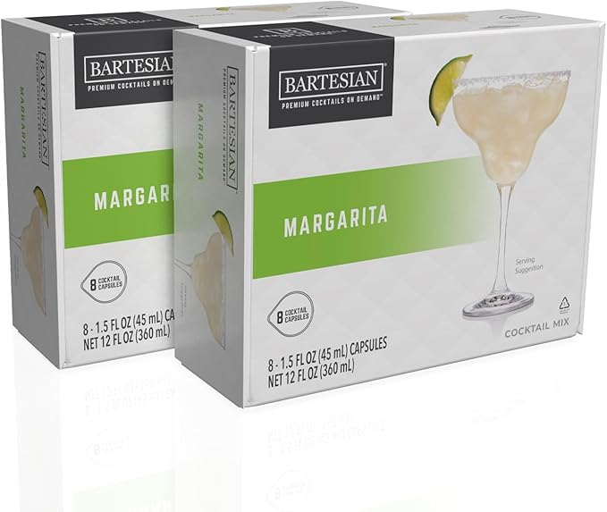 Bartesian 16-Pack Margarita Mixer Capsules for Cocktail Machine – Home Bar Mixology Cocktails Mix Pod Capsule Set To Use With the Bartesian Cocktail Drink Maker Machine