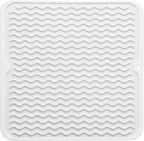 Silicone Dish Drying Mat for Multiple Usage,Easy clean,Eco-friendly,Heat-resistant Silicone Mat for Kitchen Counter or Sink,Refrigerator or Drawer liner White M 12 inches x 12 inches