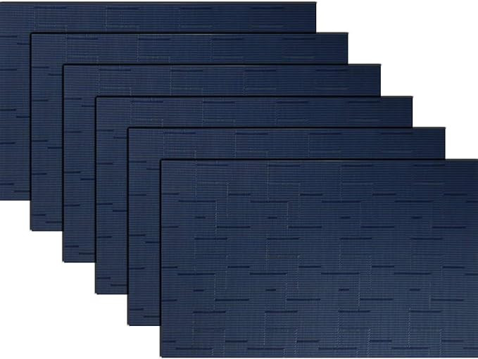 PIGCHCY Placemats,Washable Durable Durable Woven Vinyl Placemats for Dining Table,Heat Resistant Plastic Placemats Set of 6 (18 x 12 inches,Midnight Blue)