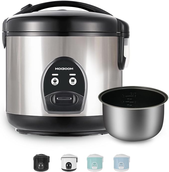 10-Cup Uncooked Rice Cooker & Food Steamer - Ceramic Non-Toxic Inner Pot, One-Touch Multifunction for Rice/Sauté/Yogurt, Dishwasher Safe, 3-10 Family Size, Stainless Steel
