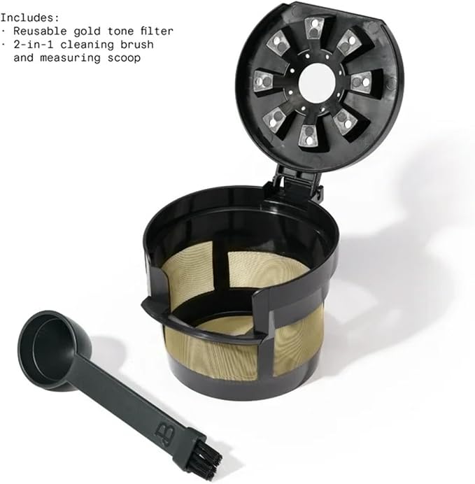 Beautiful Perfect Grind Programmable Single Serve Coffee Maker with Touch-activated Display, Programmable and Integrated Burr Grinder, 64oz Water Reservoir (Rose)