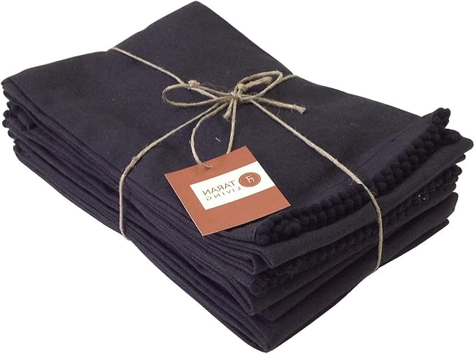 Kitchen Towels Dish Towels for Kitchen Tea Towels for Kitchen Bar Towels for Cloth Towels dishcloths - Solid 18"x28" Pack of 6 (Black, Pack of 6)