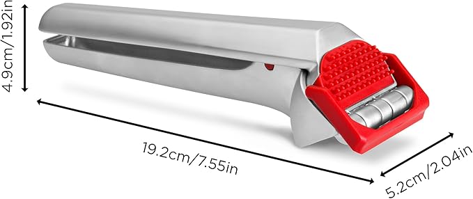 Dreamfarm Garject 2-In-1 Garlic Peeler, Garlic Press & Mincer with Garlic Peel Ejector, Chrome-Plated Zinc - Red