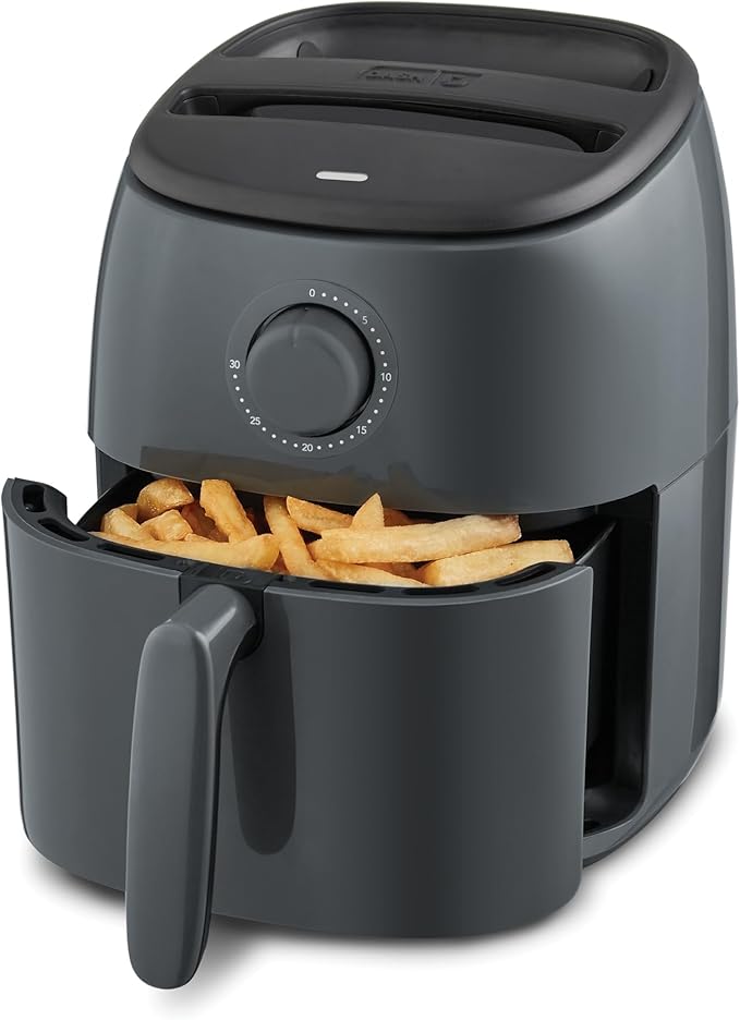 DASH Tasti-Crisp™ Express Air Fryer Oven, 2.6 Qt., Gray – Compact Air Fryer for Healthier Food in Minutes, Ideal for Small Spaces - Auto Shut Off, Analog, 1000-Watt