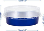 Beasea Mini Tart Pan 20 Pack with Lids, 4 Inch 8oz Jewelry Blue Disposable Aluminum Baking Foil Tins Small Round Container for Individual Dessert Cupcake Muffin Cheesecake Ramekins Quiche Oven Dishes