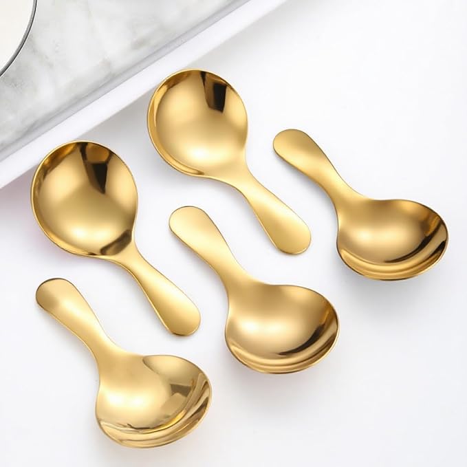 4 Pieces Gold Coffee Scoop Set, 1 Tablespoon Stainless Steel Measuring Spoons for Coffee, Tea, Sugar & Flour, Short Handle Tablespoon Measuring Spoon (Gold)
