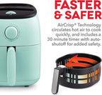 DASH Tasti-Crisp™ Electric Air Fryer Oven, 2.6 Qt., Aqua – Compact Air Fryer for Healthier Food in Minutes, Ideal for Small Spaces - Auto Shut Off, Analog, 1000-Watt