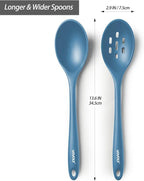 Silicone Spoons for Cooking - Extra Large Kitchen Spoons for Mixing, Serving, & Stirring - 600°F Heat-Resistant Non Stick Utensils Ladle & Skimmer- Dishwasher Safe, Starry Blue