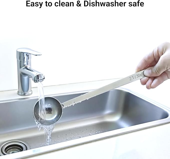 2PCS Coffee Scoop Set,1 Tbsp (15ml) & 2 Tbsp (30ml) Coffee Measuring Spoons,for measuring ground coffee, protein powder, tea,Silver long-handled measuring spoon,for deep jars,coffee bags.