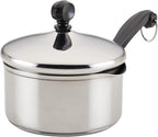 Farberware Classic Stainless Steel 1-Quart Covered Straining Saucepan, Silver