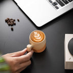 2-Oz Ceramic Espresso Cups with Wood Handle, 2/4-Piece Set for Coffee, Tea, Latte - Dishwasher Safe, Multi-Color & Wood Styles, Gift & Café Use (Kiln turning yellow, Wooden Handle4)