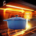 Dutch Oven 5 Quart Enameled Cast Iron Dutch Oven Pot with Self Basting lid Blue Heavy Duty Dutch Ovens Dual Handles Porcelain Enameled Cast Iron Pot Family or Friends Gifts