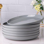 AmorArc Ceramic Dinner Plates Set of 6,10.5 inch Large Stoneware plates for Kitchen,Dinnerware Dishes set- Microwave,Dishwasher Safe,Scratch Resistant-GREY