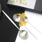 JASHII 18/10 White Handle Flatware Silver Silverware Set 304 Stainless Steel Flatware Cutlery Set| 6-Piece Adaline Royal Modern Satin Finish| BEST Birthday Wedding Gift (White Handle Matte Silver)