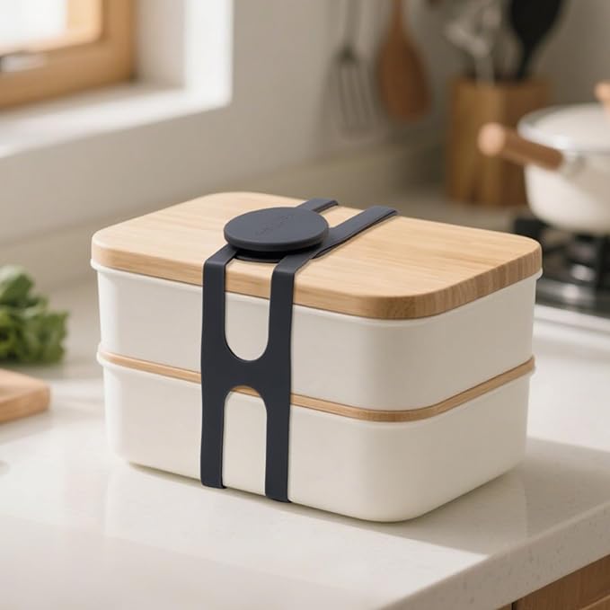 Silicone Utility Strap for Slow Cooker Lid, Pot, Bento Box, 21.65 In Reusable Elastic Self-Lock Silicone Tie for Bundling or Organizing Curtain, Cords, Yoga Mat, Camping Mat, 2pcs (Gray&White)