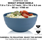 Homienly Wheat Straw Bowls, 60 OZ Salad Bowls,Large Serving Bowls Set of 8, Unbreakable Big Bowl for Kitchen,Ramen,Cereal,Salad,Serving Reusable, Microwave and Dishwasher Safe Bowl-Blue