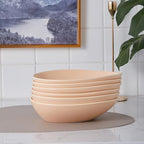 Stone Lain Delilah 8-inch Bowl 6-Piece Dish Set, Porcelain, Pastel Orange