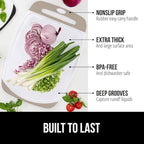 GORILLA GRIP BPA-Free Reversible Kitchen Cutting Board Set of 3, US Designed, Nonporous, Juice Grooves Catch Liquid, Slip Resistant Border, Dishwasher Safe, Durable Large Food Chopping Boards, Almond