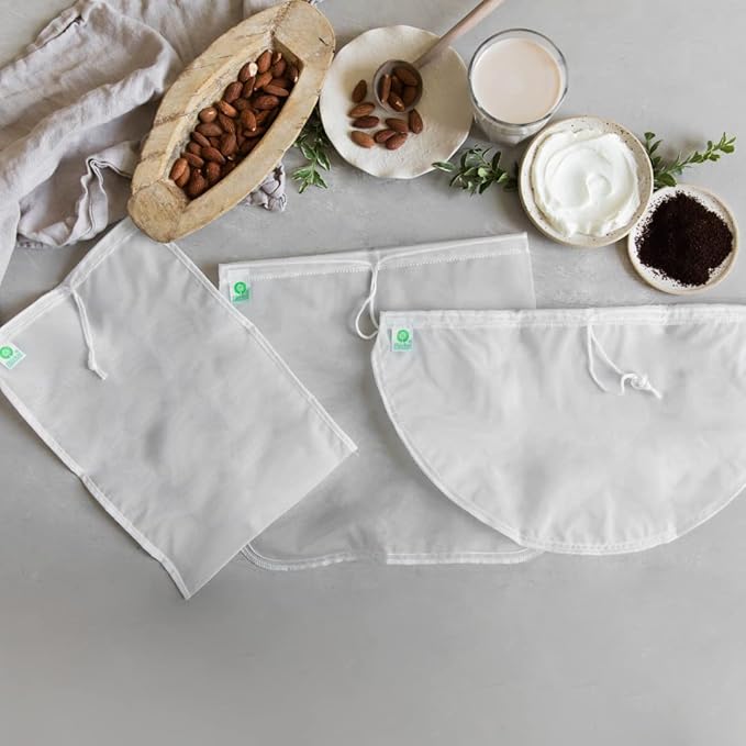Pro Quality Nut Milk Bags, Greek Yogurt Strainer Bag & Cold Brew Coffee Bag - Commercial Grade Reusable All Purpose Almond Milk etc - Fine Mesh Food Grade BPA Free Nylon