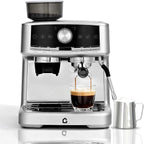 Garvee 20 Bar Pressure Stainless Steel Espresso Machine with Grinder, 1.5L Removable Water Tank, Milk Frother Steam Wand for Latte/Cappuccino - Adjustable Shot Volume, Professional Home/Office Use