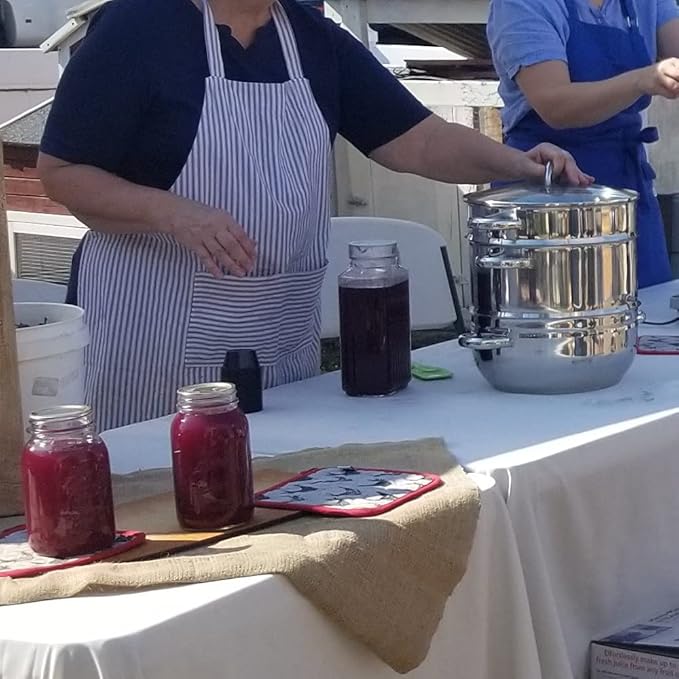Lehman's Mehu-Maija Steam Juicer, 11 Quart Stainless Steel with Lid, Hose, Clamp, Loop Handles, Multipot Cookware for Making Juices, Jelly, Sauces