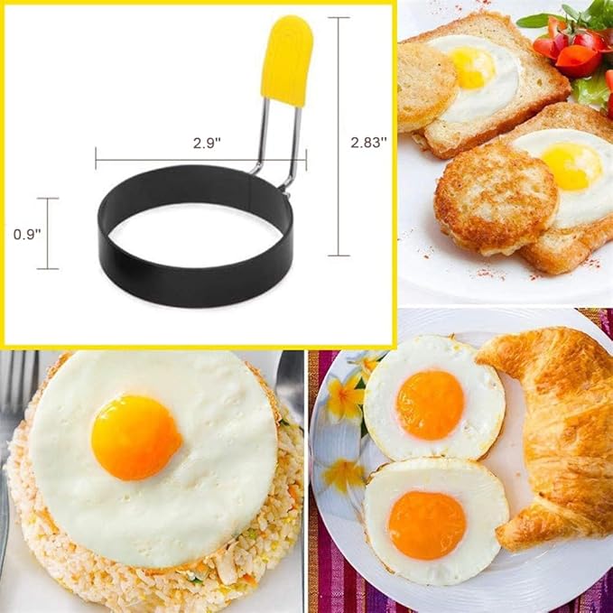 Mikim Egg Ring for Frying Eggs Mcmuffins, Round Egg Shaper for Cooking Breadfast Sandwich, Stainless Steel Non-stick, 3 inch / 7.5 cm Circle