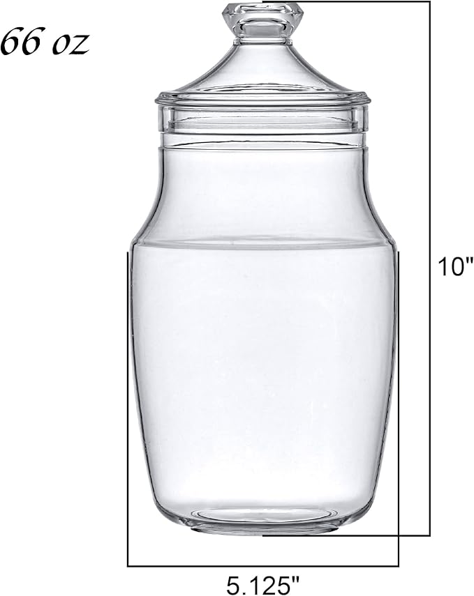 Amazing Abby - Beatrice - Acrylic Apothecary Jar (66 oz), Bathroom Canister, Decorative Jar, Vanity Organizer, Kitchen Storage, Candy Buffet, Wedding Display, BPA-Free and Shatter-Proof