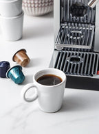 LE TAUCI 3 oz Espresso Cups, Ceramic Demitasse Cup, Mini Coffee Mugs for Home or Office, Stackable Expresso Shots Cup Perfect for Espresso Machine, Set of 4, White