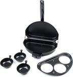Fox Run Non-Stick Omelette Pan with Egg Poacher Set, 11.25 x 9.5 x 2.5 inches, Metallic