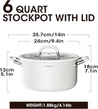 Stockpot 6 Quart, Tri-Ply 18/10 Stainless Steel Stock Pot with Lid, Induction Ready Cooking Pot for All Cooktops, Dishwasher Safe Soup Pot for Kitchen, Home, Gift for Cooker Mom and Dad