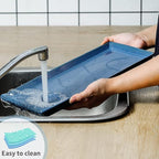 KOOV Ceramic Serving Tray, 14 Inches Large Serving Platter, Rectangular Serving Tray, Porcelain Serving Plates, Ceramic Serving Dishes for Dinner, Party, Sushi, Dessert, Food, Set of 4 (Stone Blue)