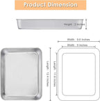 E-far Baking Pans Set of 2, 12.4” x 9.6” x 2” Stainless Steel Rectangular Cake Pans, Baking Sheet Pan for Lasagna Brownies Casseroles, Non-toxic & Healthy, Dishwasher Safe