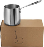 Milk Warmer Turkish Coffee Pot Butter Warmer Melting Pot 18/10 Stainless Steel Small Saucepan with Pour Spout Cookware 12oz Capacity (370ml)