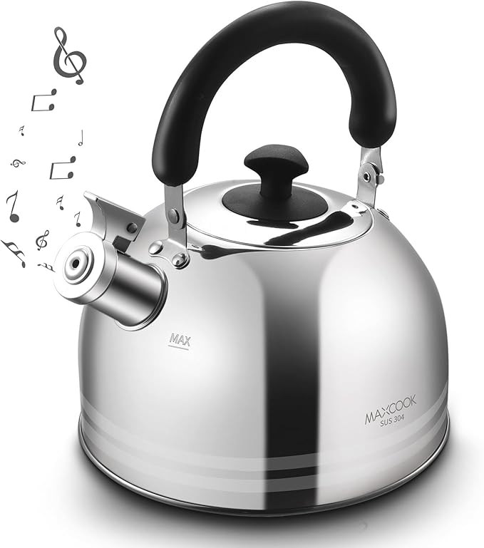 Whistling Tea Kettle, 3.17 Quart/3L Stainless Steel Tea Pot, Stove Top Tea Kettle，Induction Teakettle with Anti-Heat Handle (Mirror Polish)