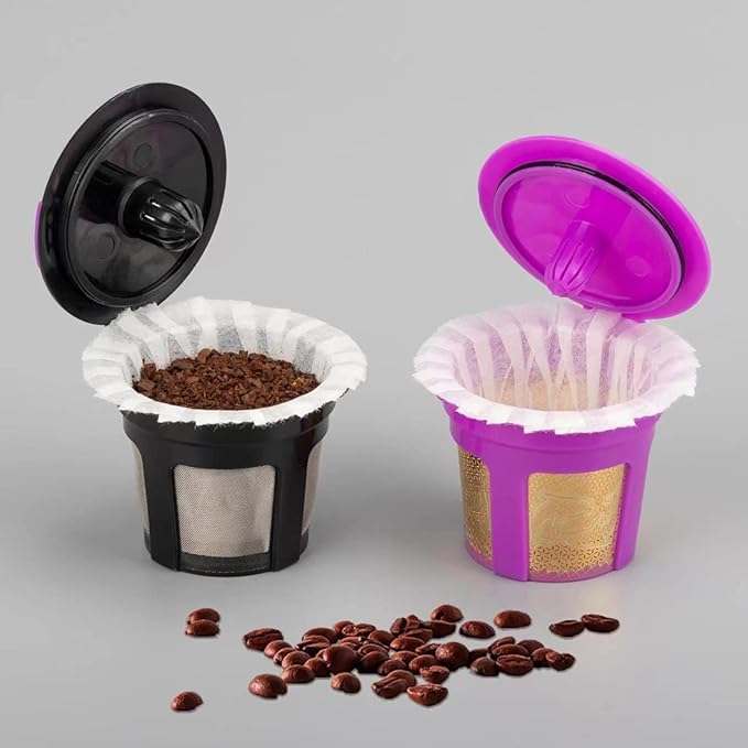2 Pack Reusable K Cups with 200 Count Disposable Coffee Coffee Paper Filter Compatible with Keurig Single Serve 1.0 and 2.0 Coffee Makers