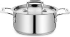 Stainless Steel Stockpot with Lid 2 Quart, Durable 18/8 Stainless Steel, Impact-Bonded Base for Even Heating, Riveted Handles, Oven & All Stove Compatible, Safe Up To 500°F (260°C)