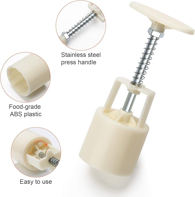 Luxiv Moon Cake Mould 50g, 12 PCS Pattern Hand-Pressure Mooncake Molds for Mid-Autumn DIY Pastry Tool 2 Set with 6pcs Round Flower Mooncake Mode and 6 Pcs Square Pattern Mooncake Mould (White, 50g)