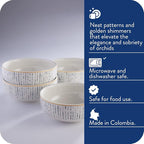 Corona 4 dinnerware Bowls Set | Cattleya 21oz | Service for 4 | Ceramic | Floral design | Set 4 Bowls | Cerámica