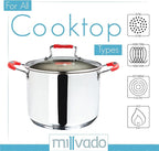 Stock Pot, Large Stainless Steel 17 Quart StockPot, Large Cooking Pot, Clear Glass Lid and Measurement Markings, Steam Hole, Induction, Gas, Electric Compatible Big Boiling Pot