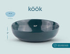 KooK Pasta Bowl, Salad Bowls, Soup, Serving Bowls, Ceramic, Large Capacity, Microwave & Dishwasher Safe, Set of 4, 40 Oz,(Dark Teal)