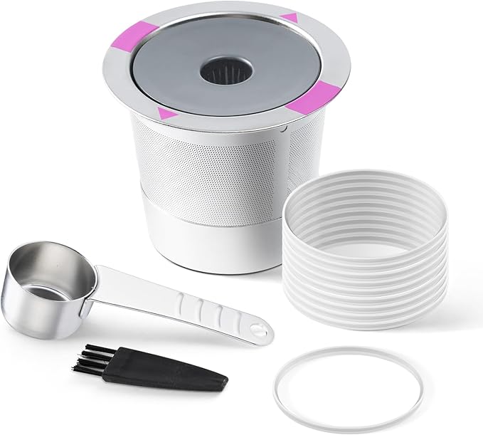 Stianless Steel Reusable K Cup Coffee Pods Compatible for K eurig 1.0 & 2.0 Coffee Maker Refillable K-eurig Coffee Filter with Replacement Rubber O-rings