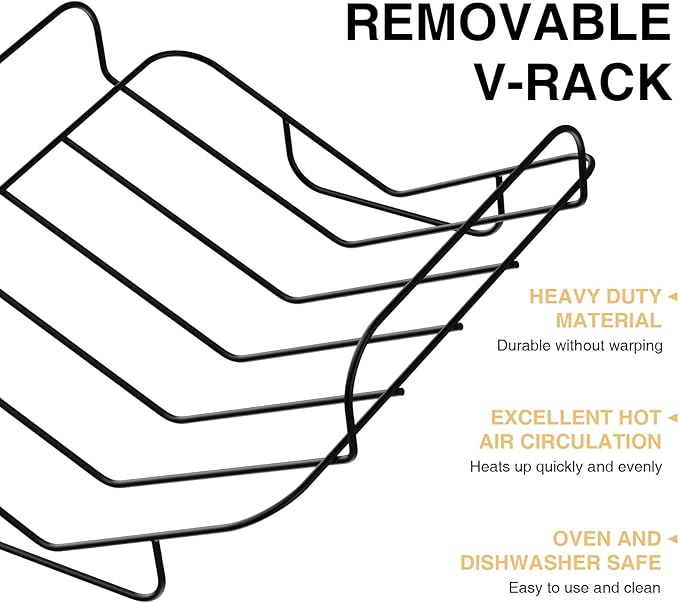 Nonstick Turkey Roasting Pan with Rack - 17×13 Inch Extra Large Roaster Pan, Deep Turkey Tray for Oven, U-Shaped Rack, Wider Handles, Ideal for Ovens, Thanksgiving, and Christmas