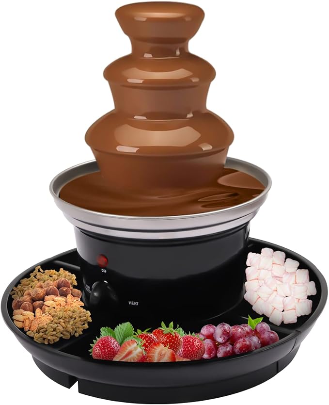 Chocolate Fountain, 3 Tiers Electric Melting Machine Chocolate Fondue Fountain Set with Fruit Plate for Birthday Party Wedding Celebration