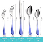20-Piece White and Blue Silverware Set for 4, 18/0 Stainless Steel Flatware Cutlery Utensils Set, Includes Dinner Knives, Forks, Spoons, Salad Forks, Teaspoons, Dishwasher Safe