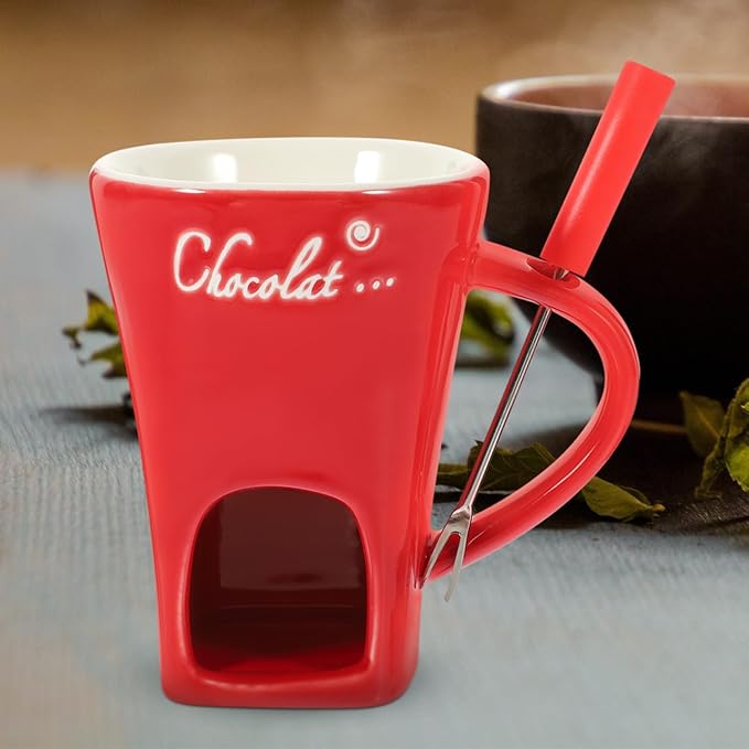 Garneck 2 Sets Chocolate Fondue Mugs Ceramic Multifunction Pot Chocolate Mug Porcelain Melt Chocolate Fondue Crucible Mini Fondue Pot for Cheese Caramel Butter