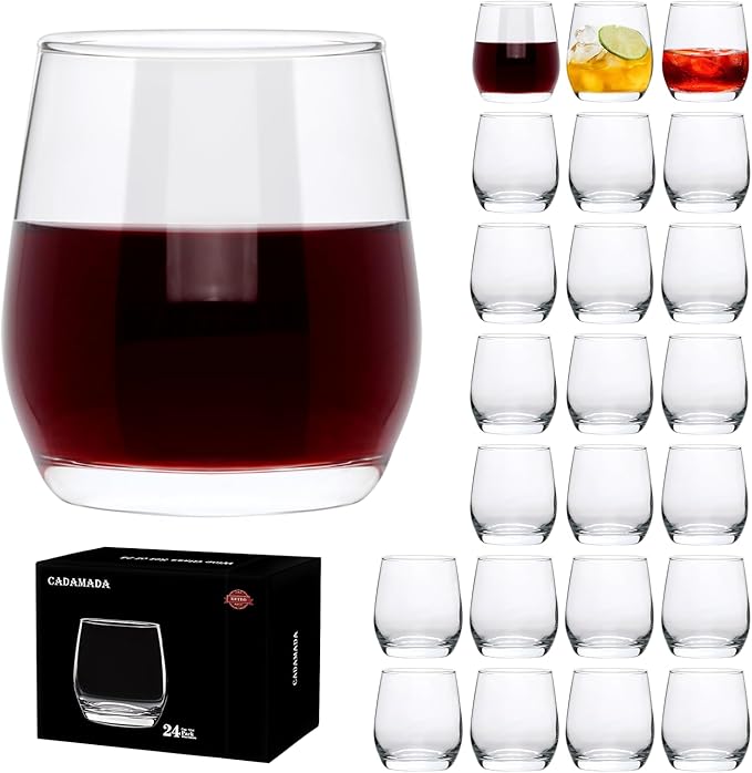 Wine Glasses,12oz Stemless Wine Glass,for Red or White Wine,High-end Banquet, Party, Bar, Wedding, Gift (24 pcs)