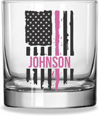 Blue Ridge Mountain Gifts - Thin Pink Line Cocktail Glass - Personalized Drinking Glass, Police Wife Gift, Law Enforcement Family, Female First Responders, Female Police Officer Gift