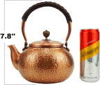 Funmaker Handmade Solid Copper Tea Pot Kettle Stovetop Teapot Thick Hammered Copper Tea Pot Kettle Stovetop Teapot Made for gasstove tops pure copper kettle (Type 2-1200ml)
