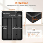 Lifewit Silverware Tray, Deep Wide Cutlery Drawer Organizer Storage for Kitchen, Plastic Flatware Utensil Holder Divider for Spoons Forks Knives Tableware, 5 Compartment, Black