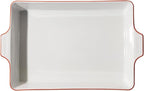Made In Cookware - Rectangular Baking Dish - Red Rim - Hand Crafted Porcelain - Professional Bakeware - Made in France